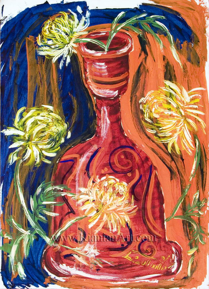 اثر مليحه كيانيان - گلدان قديمى - نقاشي سرعتي  